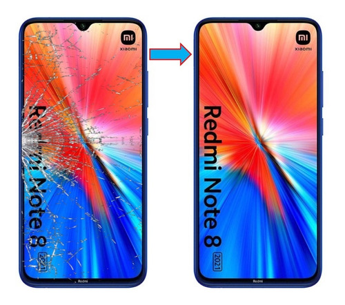 Cambio Vidrio Roto Astillado De Pantalla Redmi Note 8/8 Pro