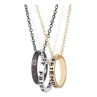 Set 3 Collares Mejores Amigas Bff Anillos Acero Inoxidable Oro Plata Ocre | MercadoLibre