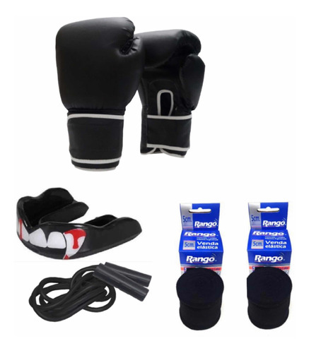 Kit Boxeo Guantes+ Soga + Par De Vendas +bucal Sublimado