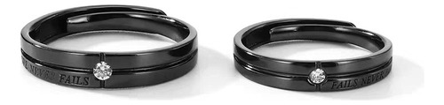 2 Anillos Para Pareja Negro Promesa Plata 925 Con Caja