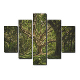 Cuadro Decorativo Canvas 5pz 120x80 Arbol Ramas Verdes