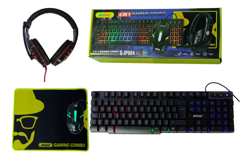  Combo Kit Mouse Teclado Español Audifono Mousepad Gamer Rgb