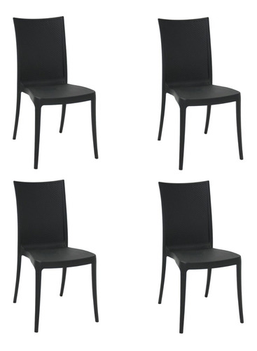Conjunto 4 Cadeiras Laura Ratan Preto Tramontina
