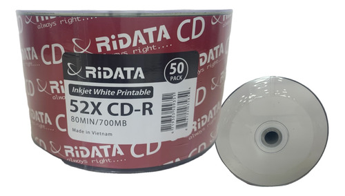 100 Unidades Cd Virgem Ridata Printable 52x 700mb 80min