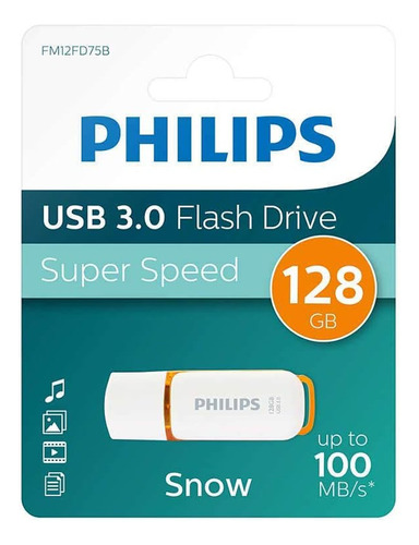 Pendrive Philips 128 Gb Alta Velocidad Edición Nieve Usb 3.0 Color Blanco