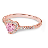 Anillo Rose Gold Corazon Cristales Austriaco Amor Compromiso