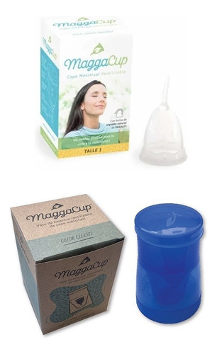 Copa Menstrual Maggacup Silicona + Vaso Esterilizador Color Color Copita 1 Y Vaso Azul