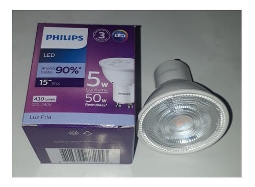 Lampara Ledspot Bl Philips Fria(5w=50w)gu10 36d Pack X5u