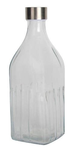 Botella De Vidrio Cuadrada Acanalada 1lt
