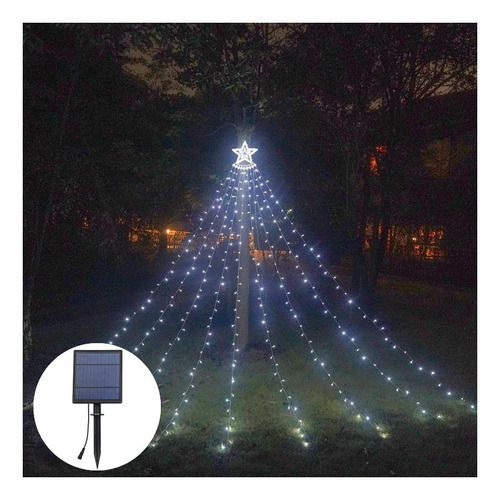 Guirnalda De Luces Solares Navideñas Con Cascada, 350 Led