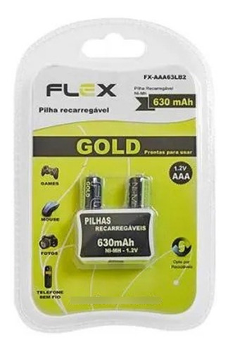 Pilha Recarregavel Aaa 630mah 1,2v C/2 Flex