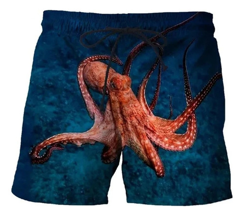 Pantalones Cortos Playa Con Estampado 3d Pulpos