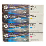 Paq 4 Pzas Cartucho Original Hp 974a Cyan Mag Yellow Negro