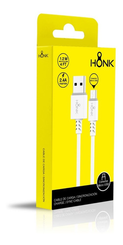 Cable Carga Micro Usb Honk 1.2m 2.4a Color Blanco