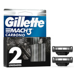 Gillette Mach3 Carbono Repuestos De La Máquina De Afeitar 2 Unidades