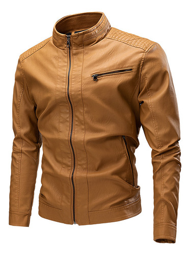 Moda Pu Motociclista Biker Bomber Slim Casual Rompevientos