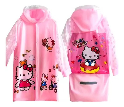 Impermeable Infantil Hello Kitty Con Bolsita Transportadora