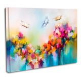Cuadro Canvas 60x80cm Flores Colores Pastel Mariposas Rosas