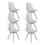 Kit 6 Cadeiras Saarinen Wood C/ Estofamento Várias Cores