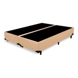 Base Cama Box Queen Bipartido Sintético Bege - 158x198x39