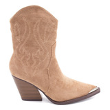 Bota Vaquera De Tacon Casual Mujer Hanna Mx The Rodeo Beige