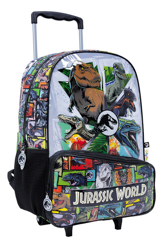 Mochila Escolar Wabro 77117 Color Verde Diseño Jurassic World