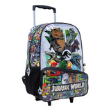 Mochila Escolar Wabro 77117 Color Verde Diseño Jurassic World