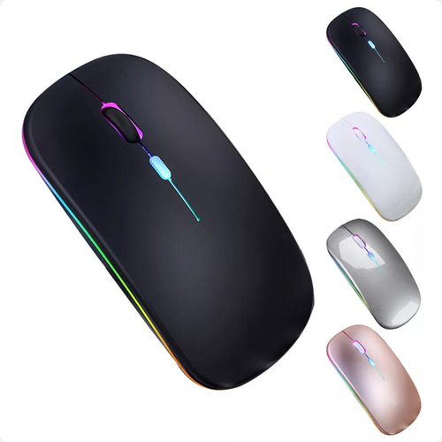 Mouse Sem Fio Recarregável Led Rgb Ergonômico Silencioso