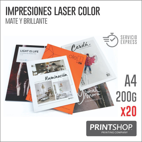 Impresiones Bajadas Laser Color A4 200g X 20 Unidades