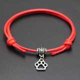 Pulsera Amor Amistad Huella Perro Mascota Rojo