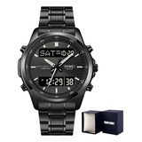 Reloj Electrónico Impermeable Skmei Business Para Hombre Color De La Correa Negro