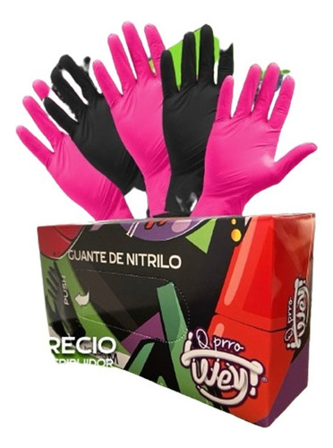 Caja De Guantes Negros De Nitrilo, Q Prro Wey, 100pz Talla M