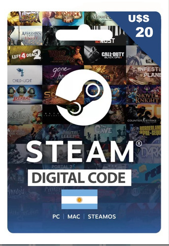 Saldo Steam - 20 Dólares - Cartera Steam Wallet Argentina