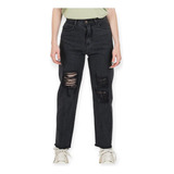 Pantalon De Jeans Mom Rigido De Dama Con Rotura Del 36 Al 46