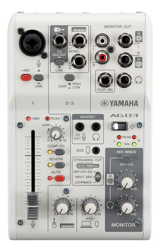 Mesa De Som Yamaha Ag03mk2 Wh Com Interface Usb 3 Canais