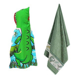 Toalha E Poncho Infantil Capuz Praia Roupao Dinossauro Verde