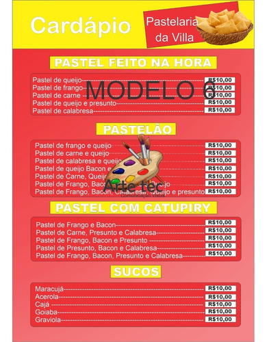 Modelo Cardapio Lanchonete - Editável - Vetores - Corel Draw