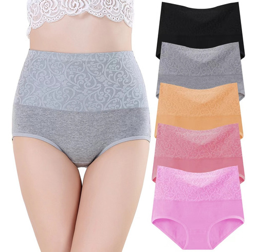 5 Pares De Pantalones Cortos Algodón De Cintura Alta Mujer