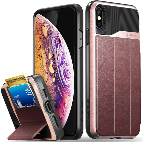 Funda Tarjetero De Cuero Para iPhone XS Max - Color Rosa