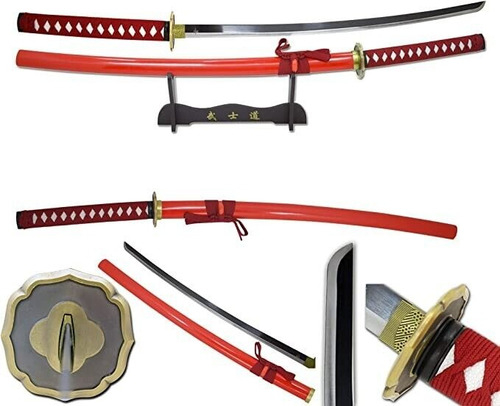 Katana Espada Samurai Ninja Con Soporte, Acero 440, 102cms