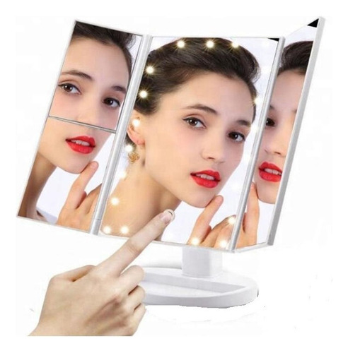 Espejo De  Maquillaje De 3  Solapas Con Carga Con  Usb Color Del Marco Blanco