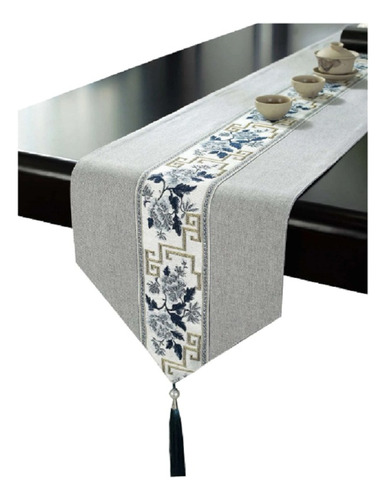 Mantel Camino De Mesa Jacquard Minimalista Gris 33x183cm