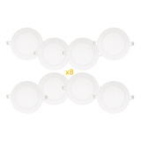 Pack 8 Focos Panel Led 9w Embutido Redondo Luz Calida