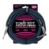 Cable De Instrumento 25' Trenzado Ernie Ball Color Negro