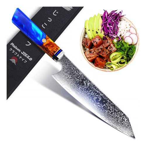 Jikko Nuevo Cuchillo Japones De Chef De Damasco De 13 Pulgad