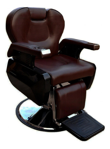 Sillon Barbero Silla Reclinable Estetica Uso Rudo 200 Kilos Color Chocolate Forma De La Base Redonda Tamaño G