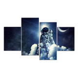 Set De 4 Cuadros Astronauta Sentado En Nubes 80x150cm