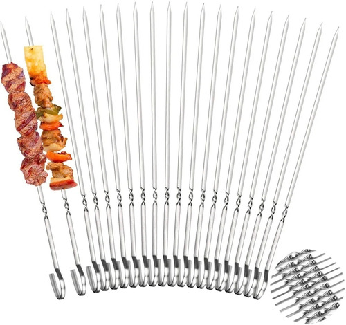 Set X 12 Palillos Brochette Metal Parrilla Brochetera Pincho