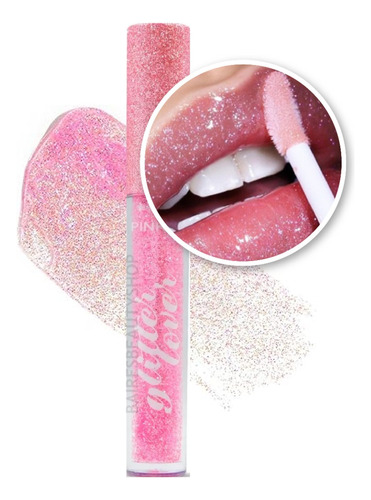 Labial Lip Gloss Labial Brilloso Con Glitter Pink 21