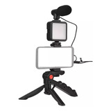 Kit De Filmagem Vlog, Tripé, Microfone E Luz